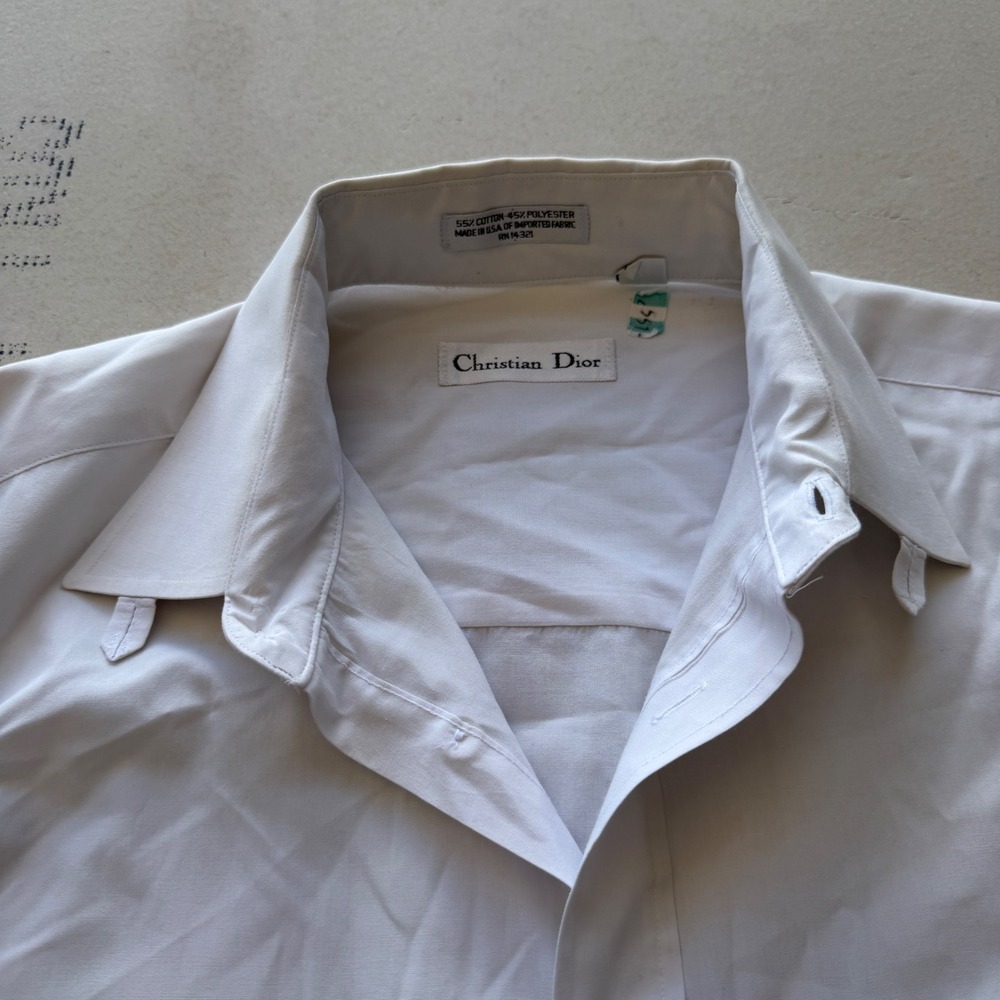 Vintage Christian Dior White Long Sleeve Button Down Dress Shirt